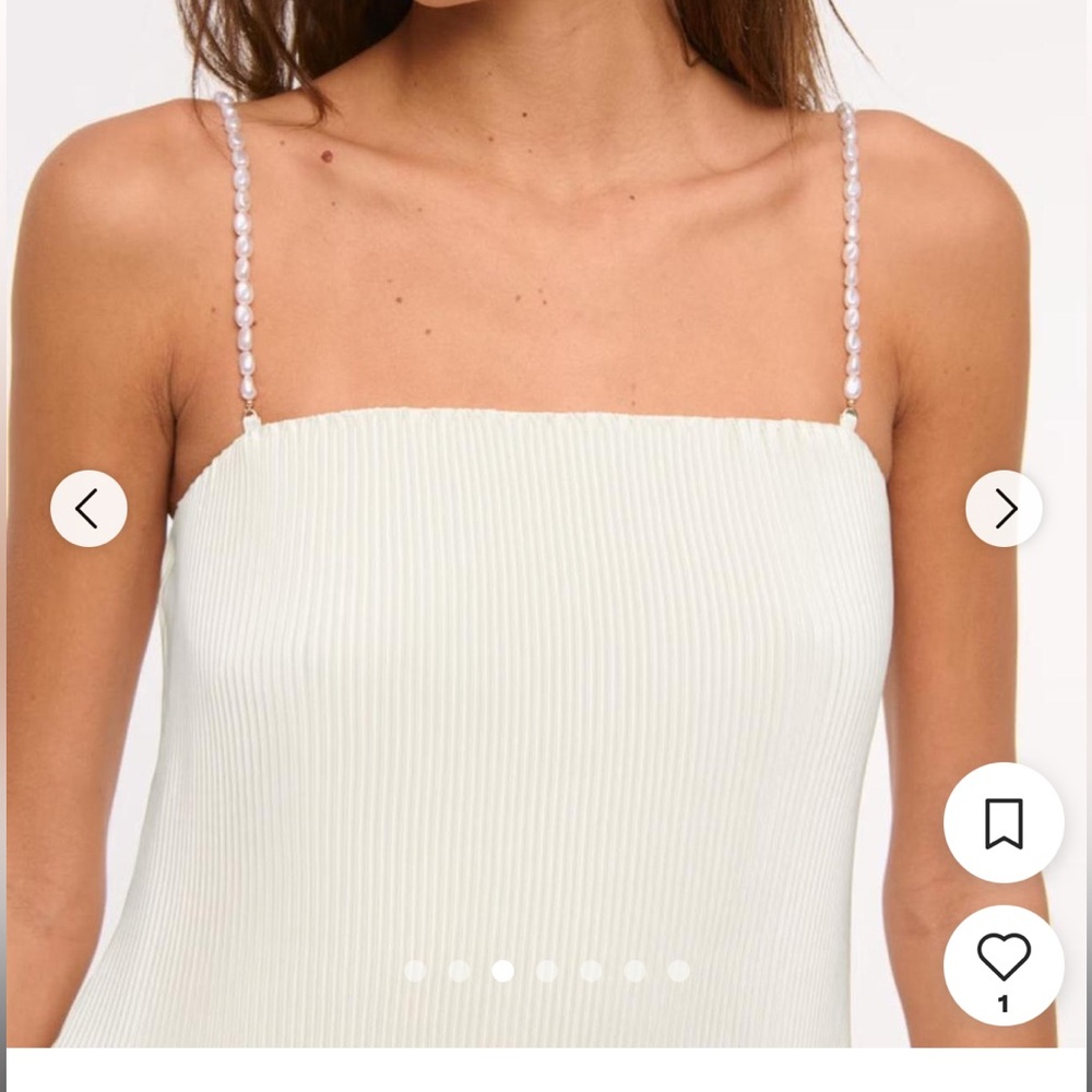 Abercrombie& Fitch Cream Pleated Mini Dress - Picture 4 of 9